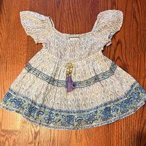 Alicia Bell Girl’s Floral Bohemian Top with Blue and Green Accents